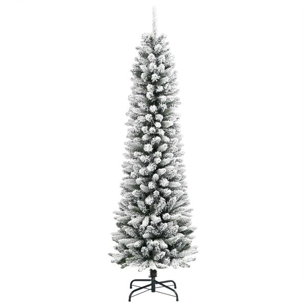 vidaXL Árvore de Natal artificial fina com neve PVC e PE 150 cm