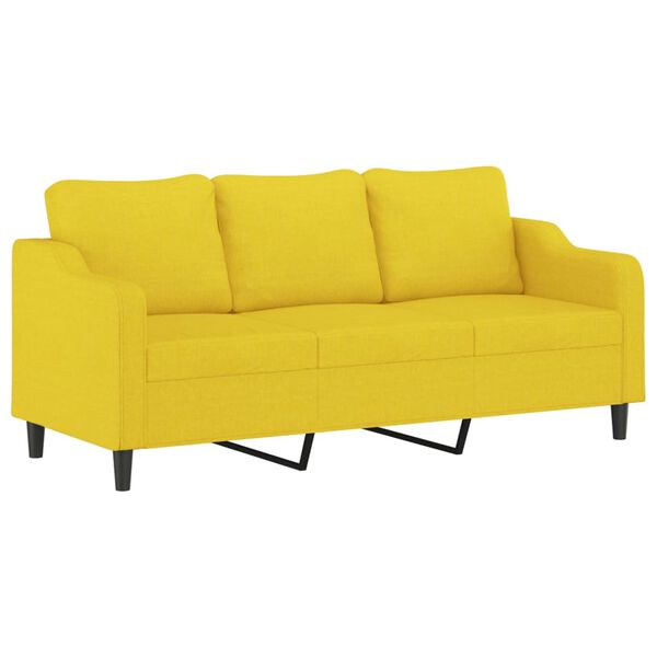 vidaXL Sof&aacute; de 3 lugares 180 cm tecido amarelo-claro