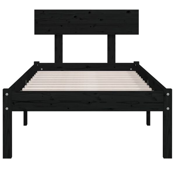 vidaXL Estrutura de cama 100x200 cm pinho maci&ccedil;o preto