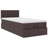 vidaXL Cama otomana com colchão 90x200 cm tecido castanho escuro