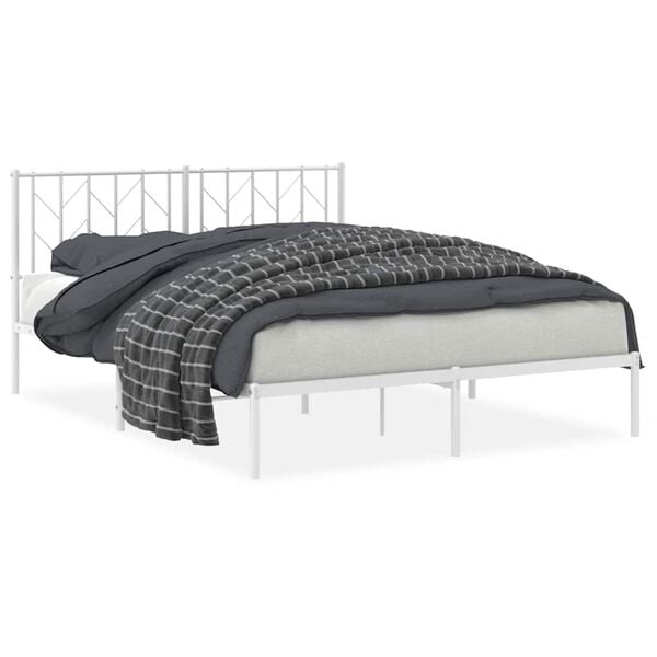 vidaXL Estrutura de cama com cabeceira 150x200 cm metal branco