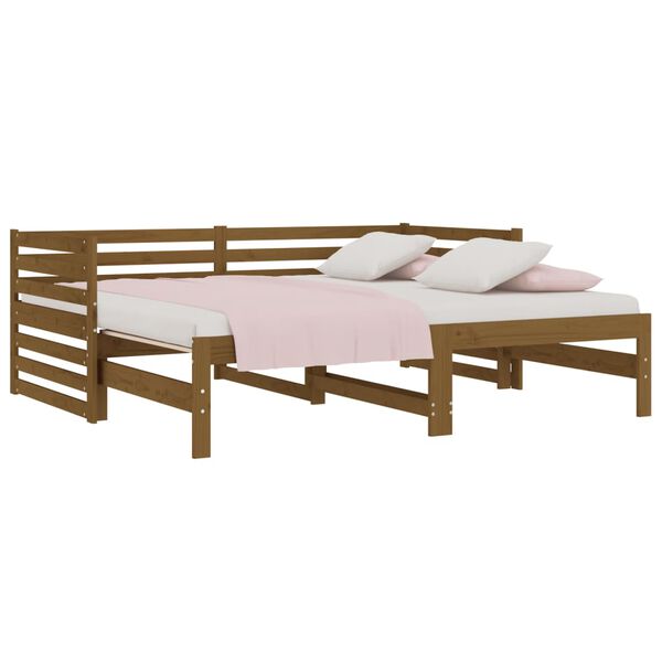 vidaXL Sof&aacute;-cama puxar 2x(80x200) cm pinho maci&ccedil;o castanho mel