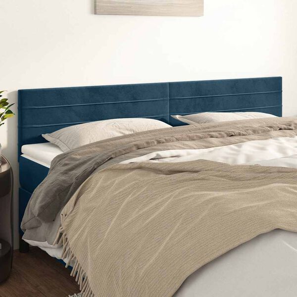 vidaXL Cabeceiras azul-escuro 180x5x78/88 cm veludo