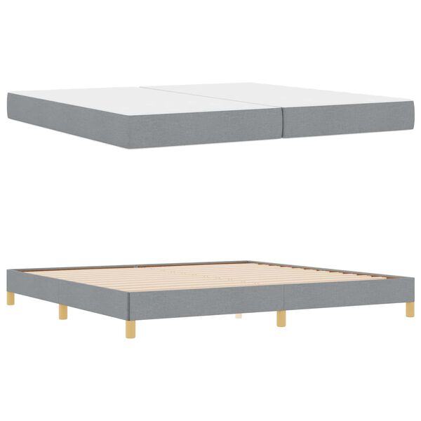 vidaXL Cama Box com colch&atilde;o Cinzento-claro 200 x 200 cm tecido