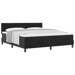 vidaXL Cama Box com colch&atilde;o com cabeceira Preto 180 x 200 cm Veludo