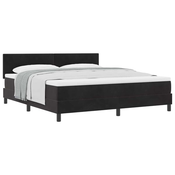 vidaXL Cama Box com colch&atilde;o com cabeceira Preto 180 x 200 cm Veludo