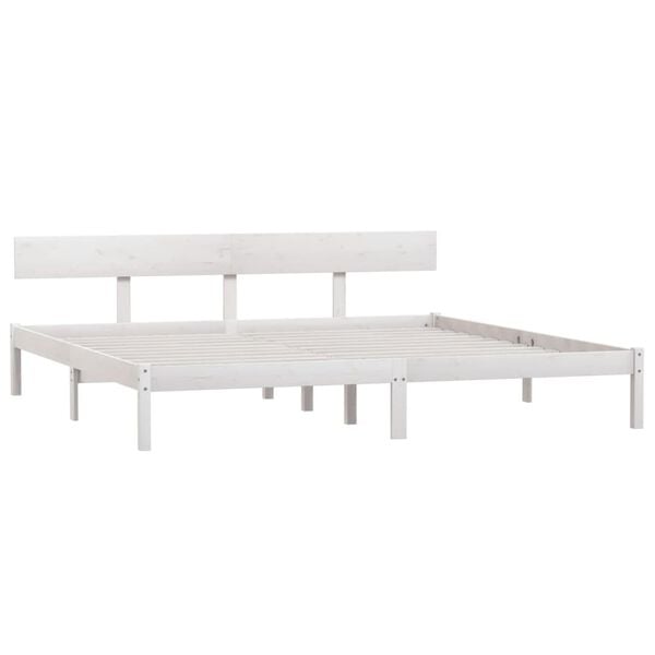 vidaXL Estrutura de cama super king 180x200 cm pinho maci&ccedil;o branco