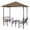 vidaXL P&eacute;rgula jardim c/ mesa/bancos 2,5x1,5x2,4m 180g/m&sup2; cinza-acast.