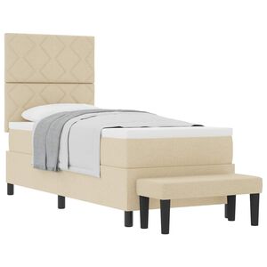 vidaXL Cama Box com colch&atilde;o com cabeceira Creme 80 x 200 cm tecido