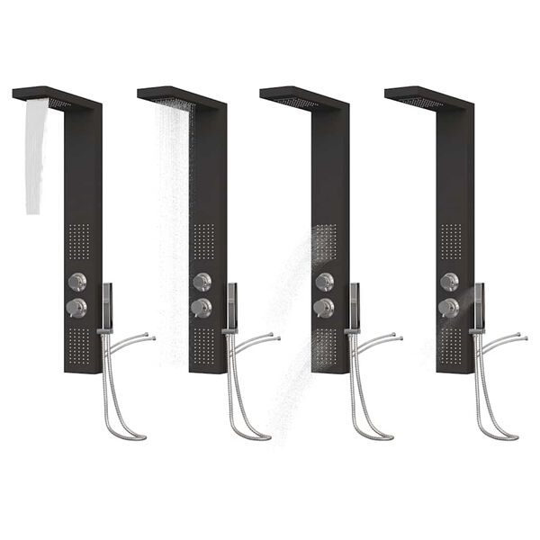 vidaXL Sistema de coluna de duche em alumínio preto