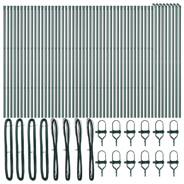 vidaXL Poste de Cerca Outros 52 pcs Verde 3,2 x 3,2 x 210 cm Aço