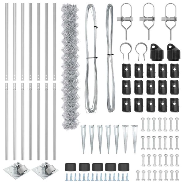 vidaXL Poste de Cerca Prateado 10 x 1,6 m (malha de 60 x 60 mm) A&ccedil;o