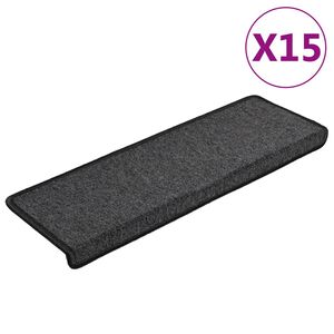 vidaXL Tapetes de escada 15 pe&ccedil;as 65x21x4 cm antracite com borda retangular