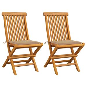 vidaXL Cadeiras de jardim c/ almofad&otilde;es beges 2 pcs teca maci&ccedil;a