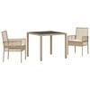 vidaXL Conjunto de Jantar para Jardim 3 unid. Bege vime PE