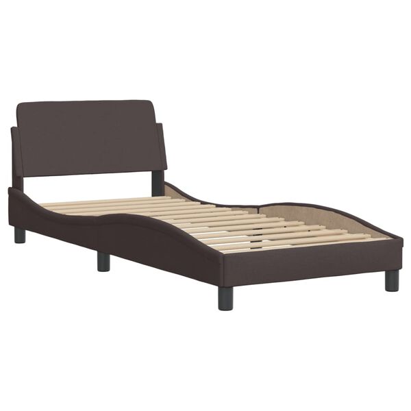 vidaXL Cama com colch&atilde;o Hvar 90x200 cm tecido castanho-escuro