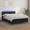vidaXL Cama box spring c/ colch&atilde;o/LED 140x190cm couro artificial preto