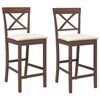vidaXL Bancos de bar com almofad&otilde;es 2pcs madeira de seringueira maci&ccedil;a