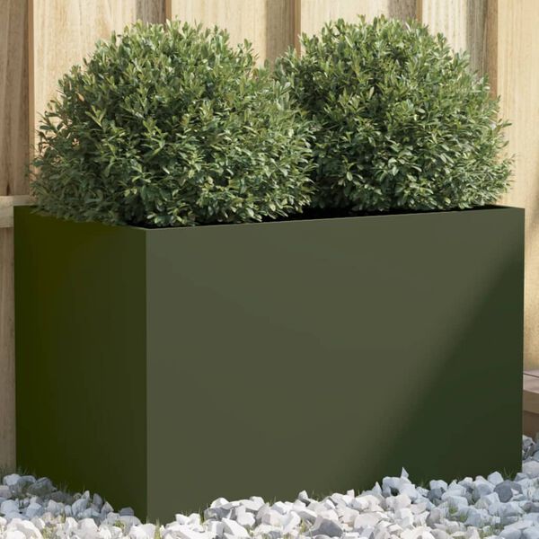 vidaXL Vaso/floreira 62x40x39 cm a&ccedil;o verde azeitona