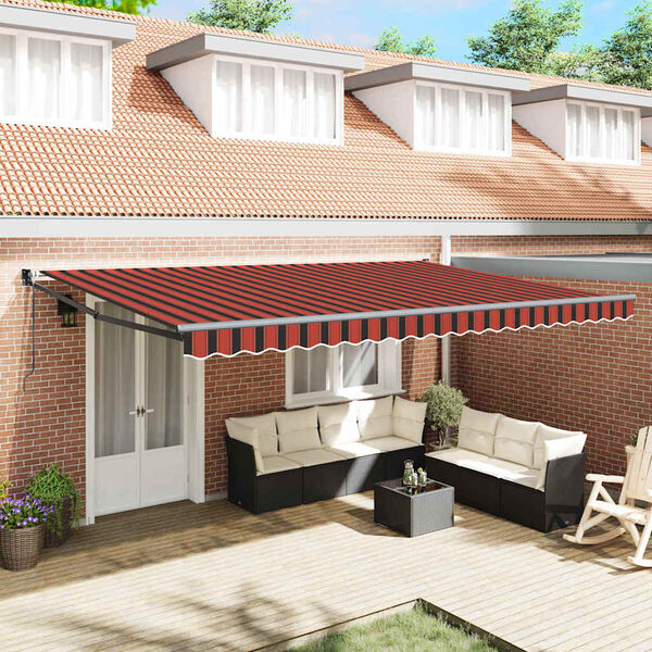 vidaXL Toldo Retrátil Laranja e Marrom 500 × 300 cm Tecido e Metal