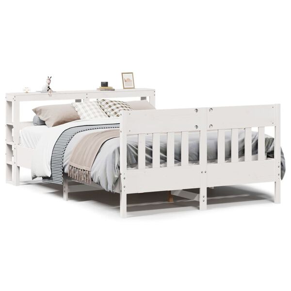 vidaXL Cama sem colch&atilde;o 150x200 cm madeira de pinho maci&ccedil;a branco