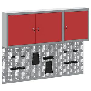 vidaXL Conjunto de Arm&aacute;rios de Ferramentas 5 unid. Vermelho