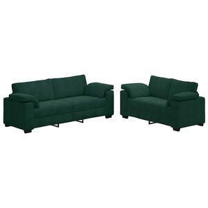 vidaXL Conjunto de sof&aacute; de 2 pe&ccedil;as com almofadas em veludo verde escuro