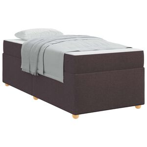 vidaXL Estrutura da Cama com colch&atilde;o Marrom Escuro 100 x 200 cm tecido
