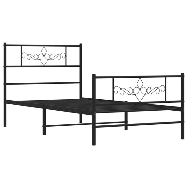 vidaXL Estrutura de cama com cabeceira e p&eacute;s 90x190 cm metal preto