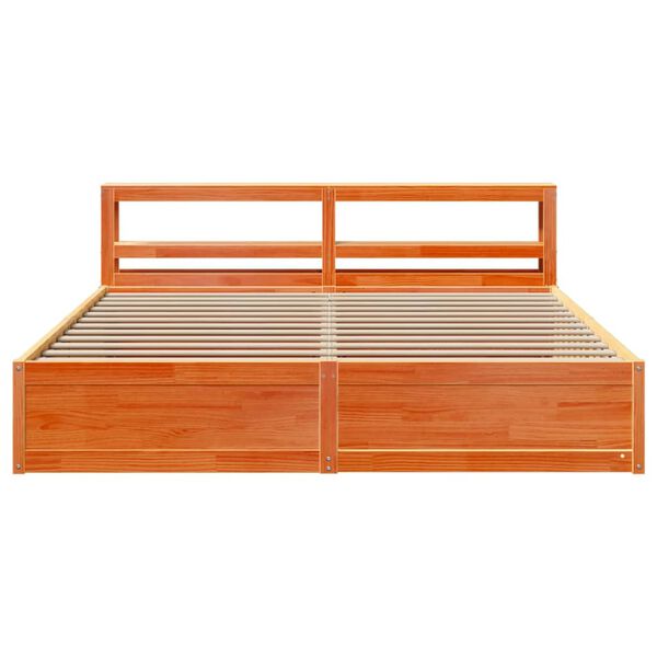 vidaXL Estrutura cama c/ cabeceira 180x200cm pinho maci&ccedil;o castanho-mel