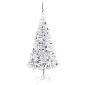 vidaXL &Aacute;rvore Natal artificial pr&eacute;-iluminada c/bola 120cm PET prateado