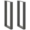 vidaXL P&eacute;s para mesa de bar em formato de U, 2 pe&ccedil;as, antracite, 50x(90-91) cm, a&ccedil;o