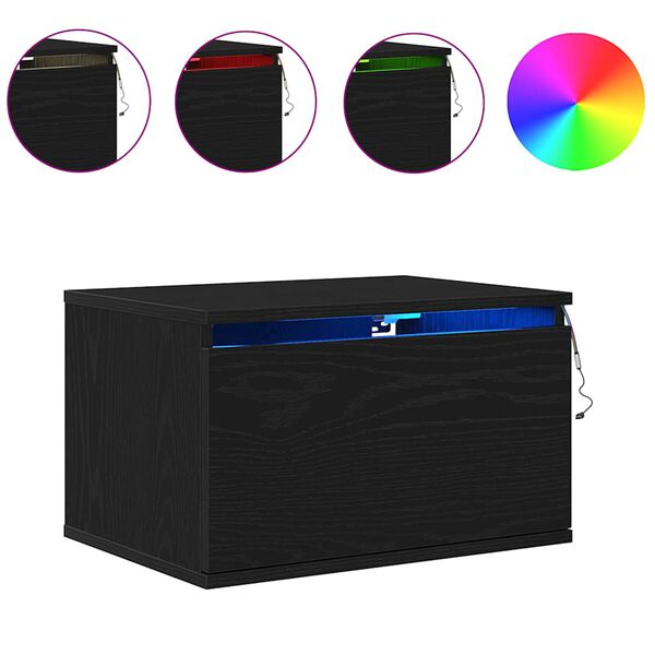 vidaXL Arm&aacute;rio de Cama Montado na Parede com gaveta Carvalho Preto