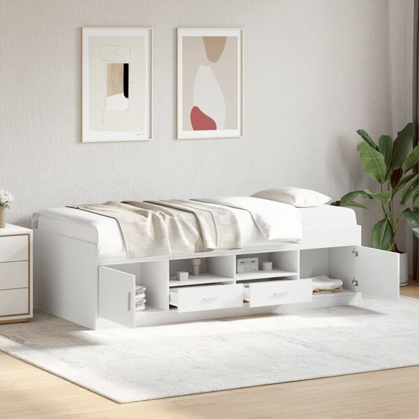 vidaXL Sof&aacute;-cama com gavetas sem colch&atilde;o 90x200 cm branco