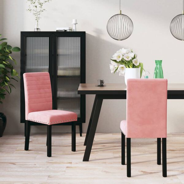 vidaXL Cadeiras de jantar 2 pcs veludo rosa