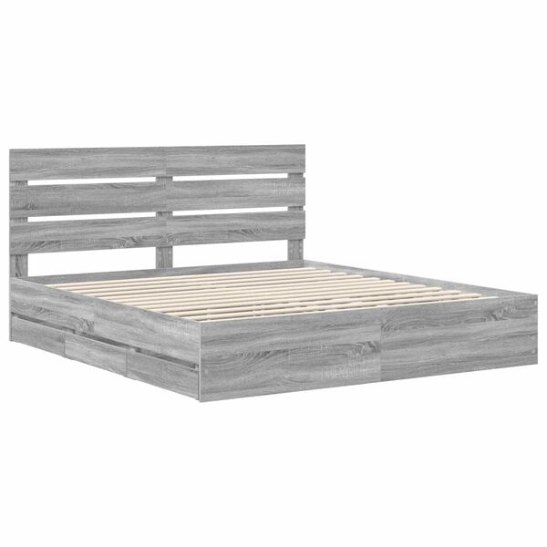 vidaXL Estrutura da Cama com gaveta Cinza Sonoma 200 x 200 cm