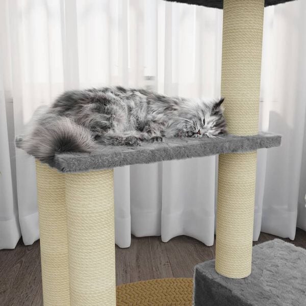 vidaXL &Aacute;rvore p/ gatos c/ postes arranhadores sisal 71 cm cinza-claro