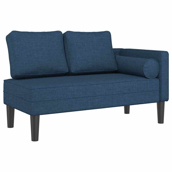 vidaXL Chaise lounge com almofad&otilde;es tecido azul