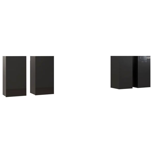vidaXL Móveis de TV 4 pcs 30,5x30x60 cm contraplacado preto brilhante