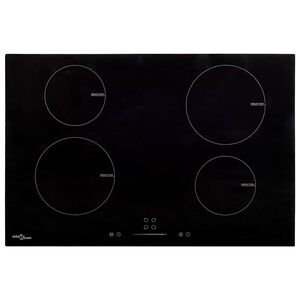 vidaXL Placa de indu&ccedil;&atilde;o com 4 discos ecr&atilde; t&aacute;til vidro 7000 W 77 cm