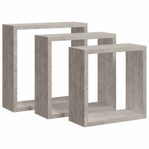 vidaXL Prateleiras de parede em forma de cubo 3 pcs cinzento cimento