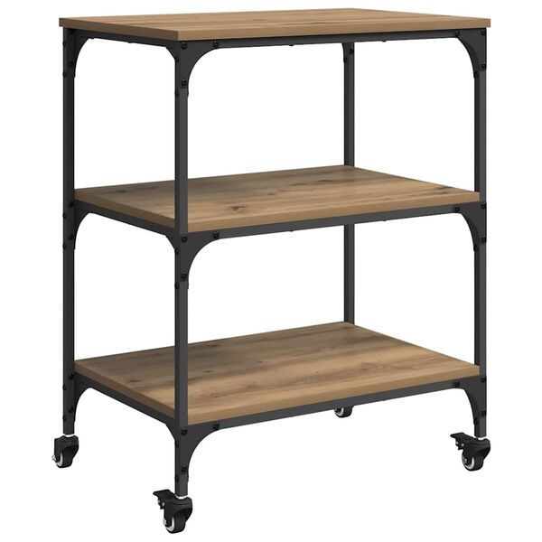 vidaXL Carrinho de Cozinha Carvalho Artesanal 60 x 41 x 76 cm