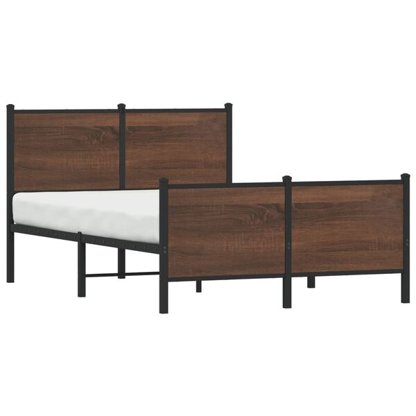 vidaXL Estrutura de cama sem colchão 137x190cm metal carvalho castanho