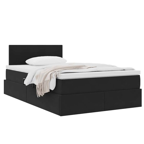 vidaXL Cama com Armazenamento com colch&atilde;o Preto 120 x 200 cm Veludo