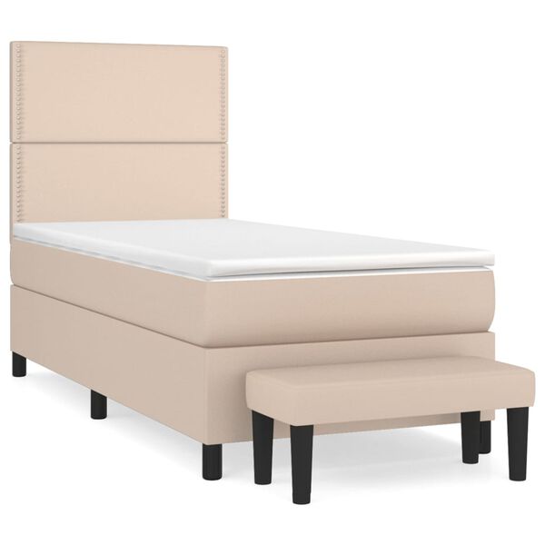 vidaXL Cama com molas/colch&atilde;o 80x200 cm couro artificial cappuccino