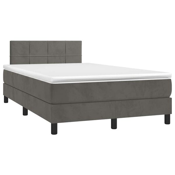 vidaXL Cama box spring colch&atilde;o LED 120x190cm couro artif. cinza-escuro