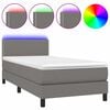 vidaXL Cama box spring c/ colch&atilde;o e LED 90x200 cm tecido cinza-escuro