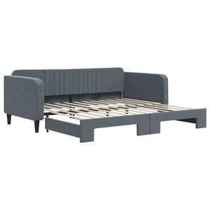 vidaXL Sof&aacute;-cama com gavet&atilde;o 100x200 cm veludo cinzento-escuro