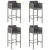vidaXL Bancos de bar com almofad&otilde;es 4 pcs vime PE cinzento