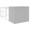 vidaXL Casota c&atilde;es c/ parque 214x457x181 cm a&ccedil;o galvaniz. cinza-claro